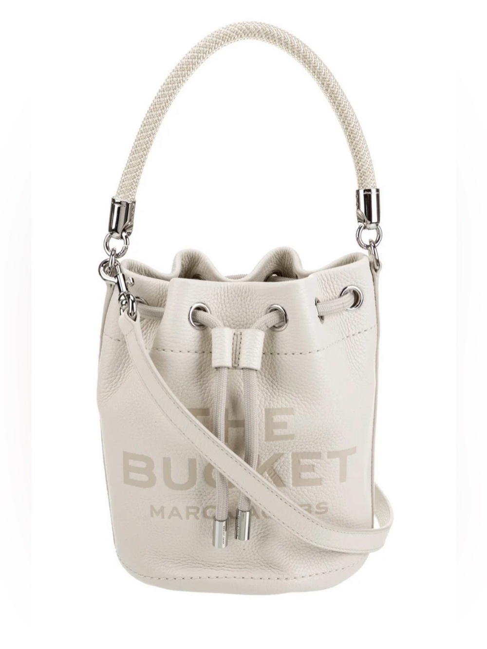 Marc Jacobs White Leather Bucket Bag Crossbody Rope Handle Summer Purse